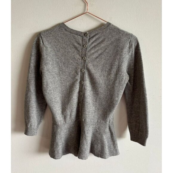 Aqua Cashmere Womens Peplum 3/4 Sleeve Crew Neck Knit Sweater Gray Sz S/L - Picture 2 of 9